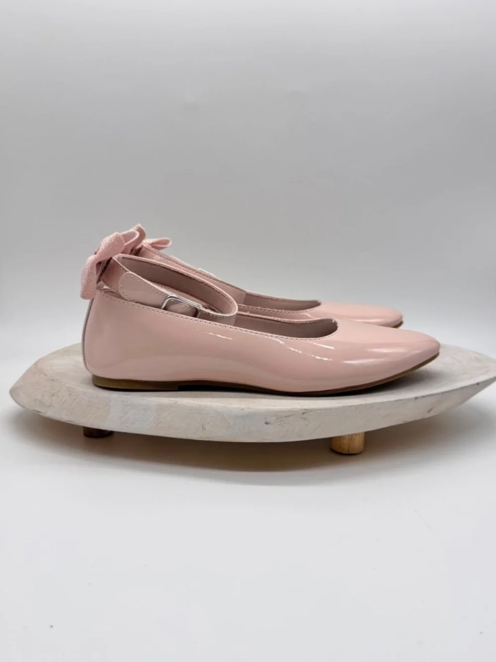 Rachel Shoes Janet Blush Pink Patent Mary Jane Bow Flats Size 3M NWOT